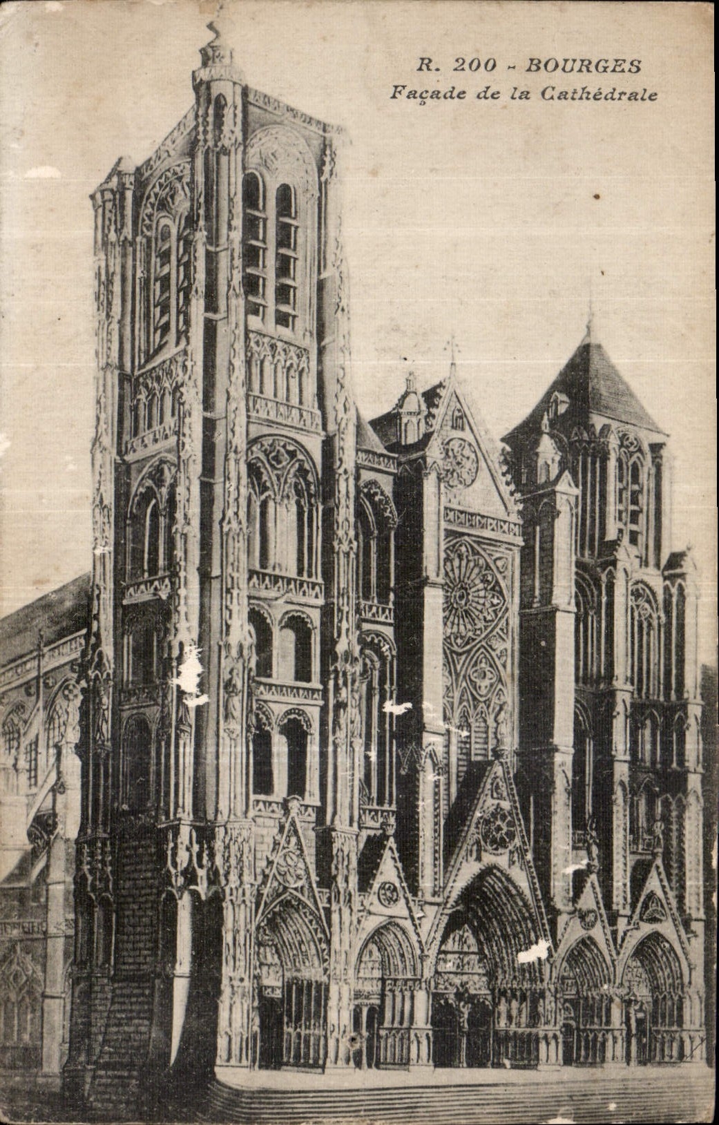 CPA Bourges facade de la Cathedrale 
