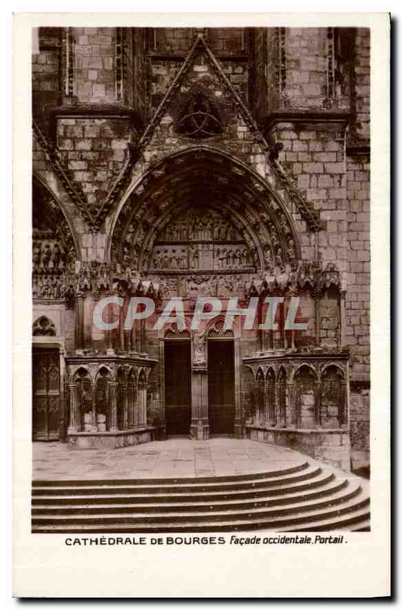 CPA Cathedrale de Bourges facade occidentale portail 