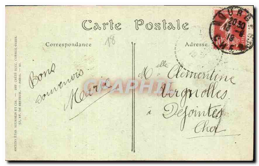 CPA Bourges le palais Jacques Coeur  — Rückseite