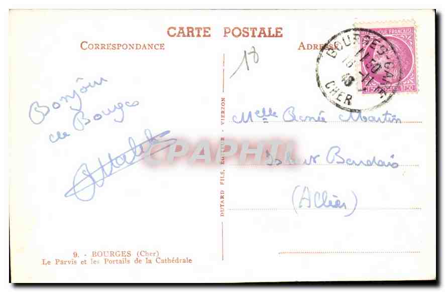 CPA Bourges Cher le Parvis et les portails de la Cathedrale  — Rückseite