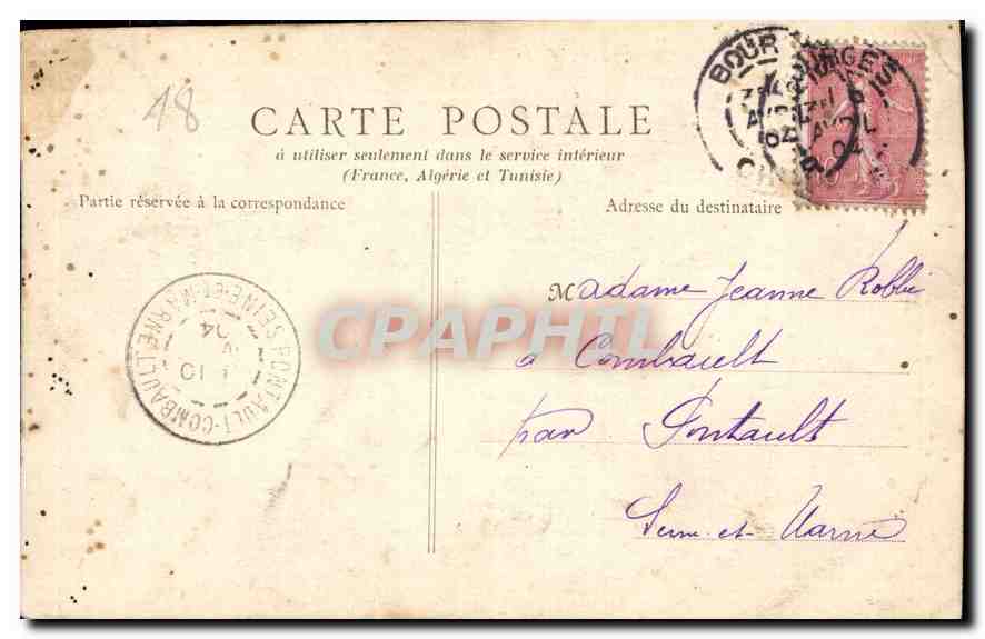 CPA Bourges Hotel Jacques Coeur Palais de Justice  — Rückseite