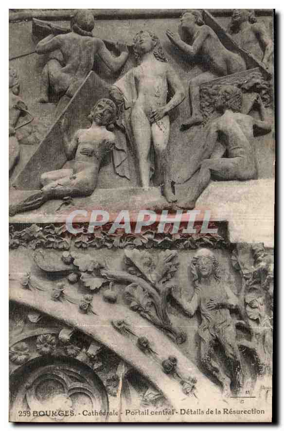 CPA Bourges Cathedrale Portail central details de la Resurection 