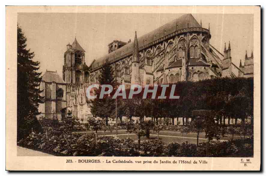CPA Bourges La Cathedrale vue prise du Jardin de l'Hotel de Ville 