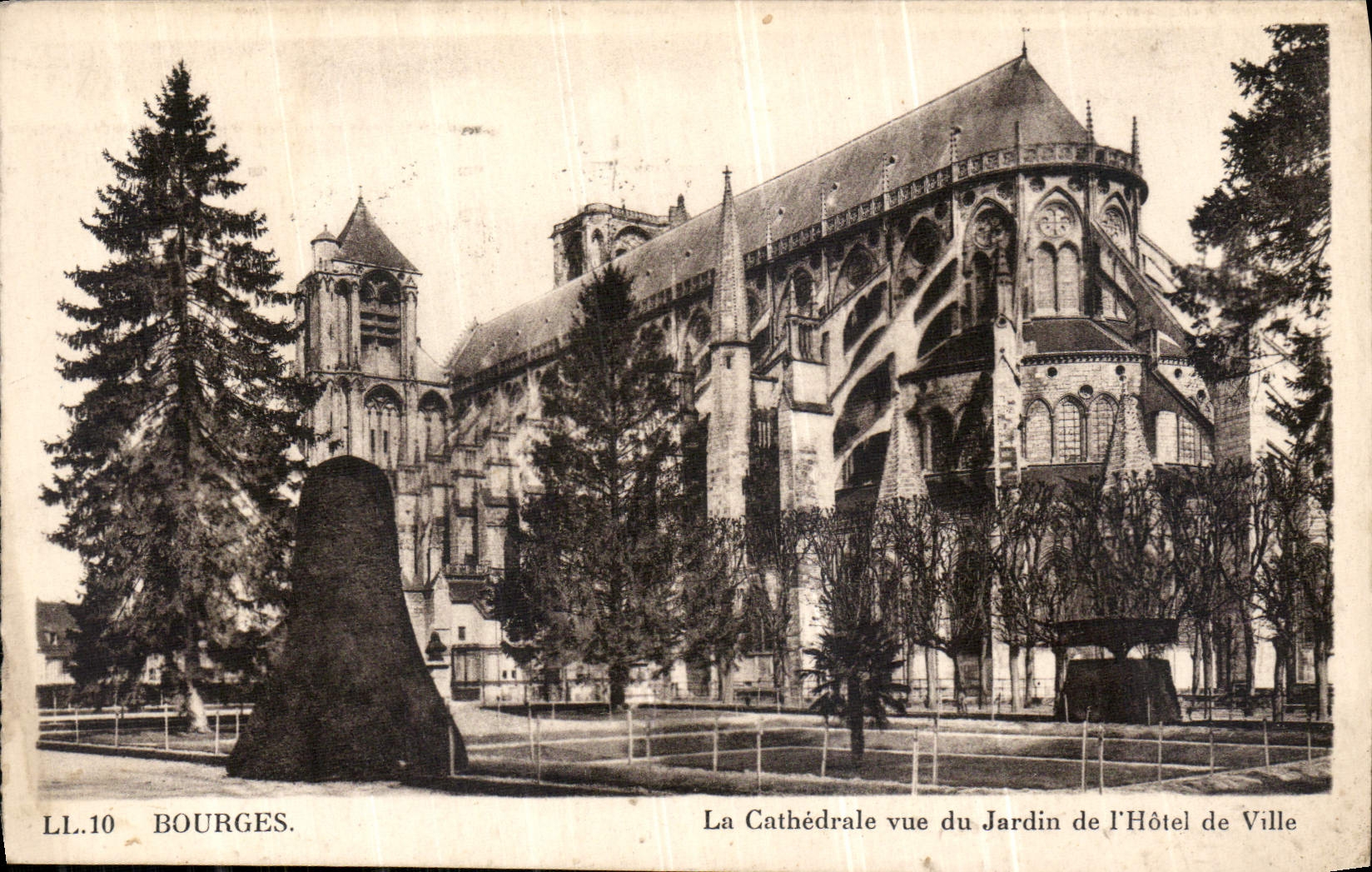 CPA Bourges La Cathedrale vue du Jardin de l'Hotel de Ville 