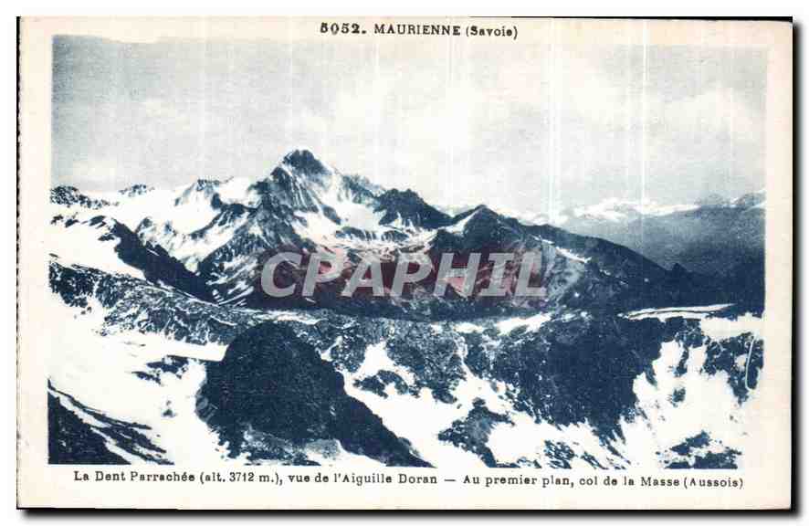 La Dent Parrachée (alt. 3712 m.), vue de l'Aiguille Doran — Au premier plan, col de la Masse (Aussois) — MAURIENNE (Savoie) — n° 5052