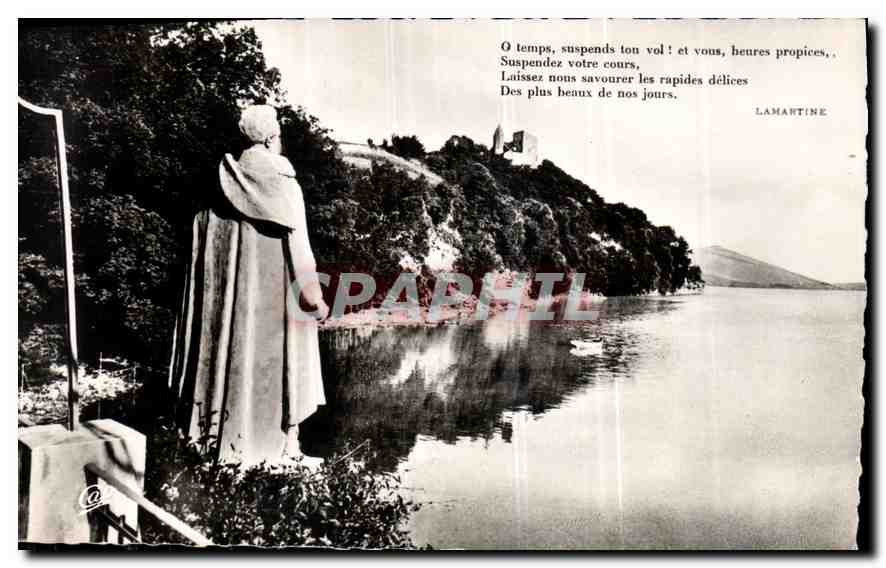 CPA Aix les Bains Lac du Bourget Monument Lamartine Chateau de Chatillon 