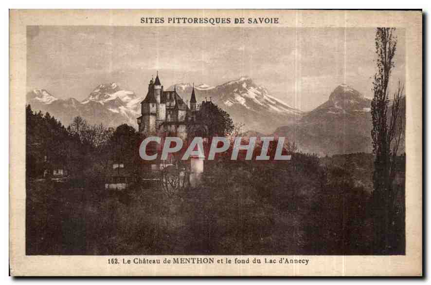 CPA Sites Pittoresques de Savoie Le Chateau de Menthon et le fond du Lac d'Annecy 
