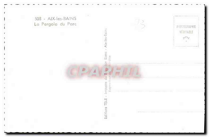 CPA Aix les Bains La Pergola du Parc  — Verso
