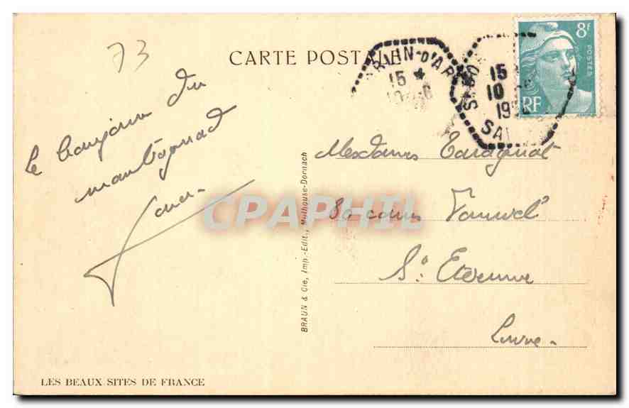 CPA Route du Glandon Arrivee au Col Les Beaux Sites de France  — Rückseite