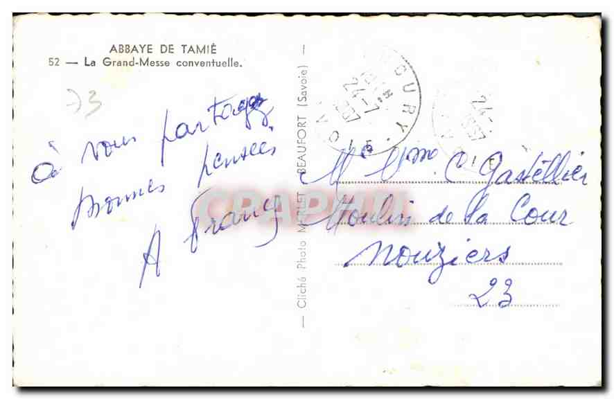 CPA Abbaye de Tamie La Grande Messe conventuelle  — Rückseite