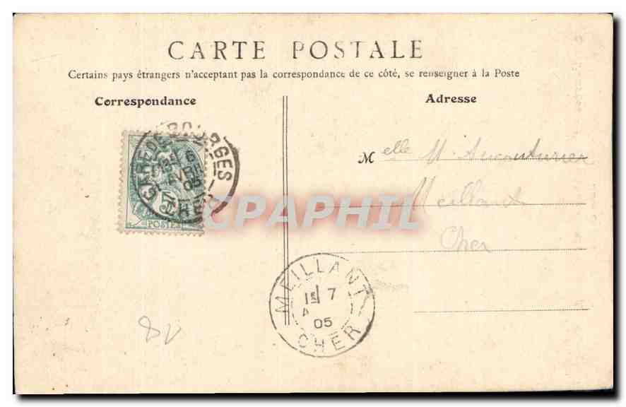 CPA Bourges Pensionnat Notre Dame des Soeurs de la Charite Notre Dame de Pitie  — Back
