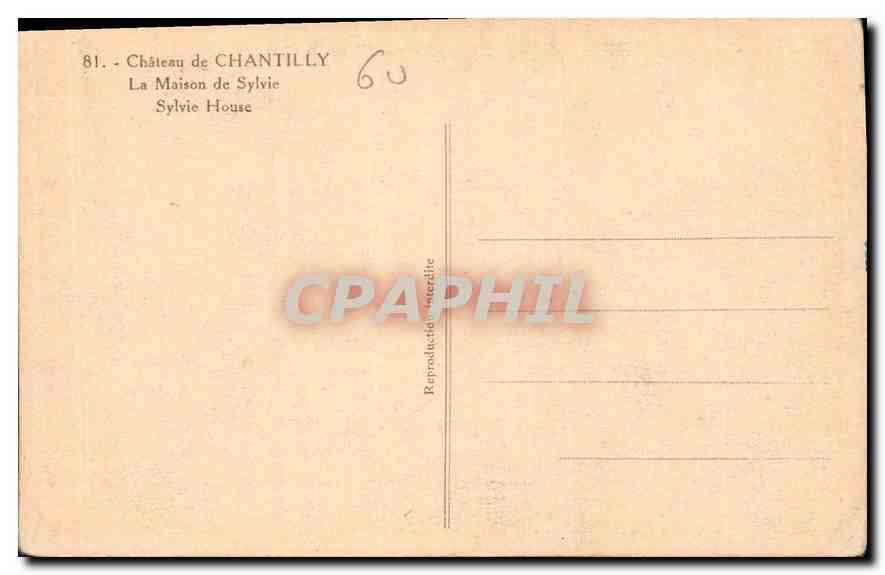 CPA Chateau de Chantilly La Maison de Sylvie  — Rückseite