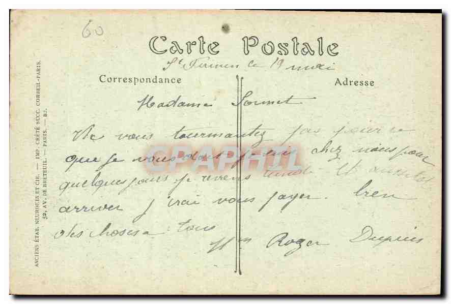 CPA Chateau de Chantilly Cote sud-ouest  — Verso