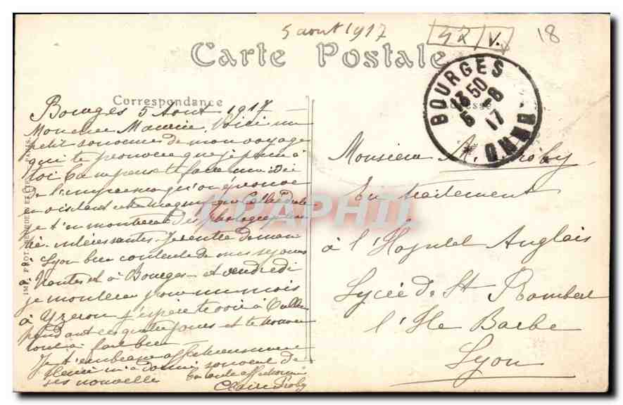 CPA Bourges Vue generale prise au Palais Jacques Coeur  — Rückseite