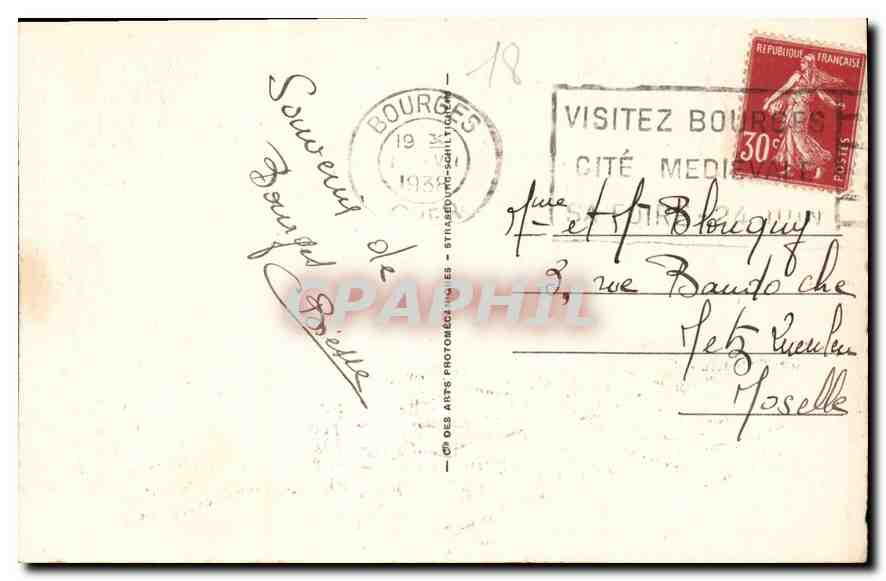CPA Bourges Ancien Hotel de Ville  — Rückseite