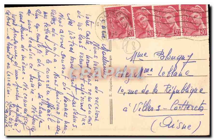 CPA Bourges Hoel des Postes Facade de la Rue Moyenne  — Rückseite
