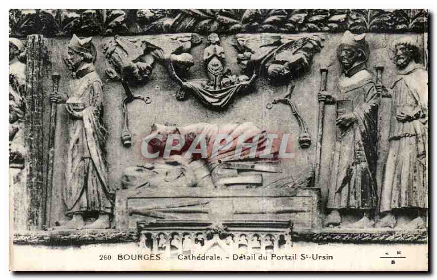 CPA Bourges Cathedrale Detail du Portail St Ursin 