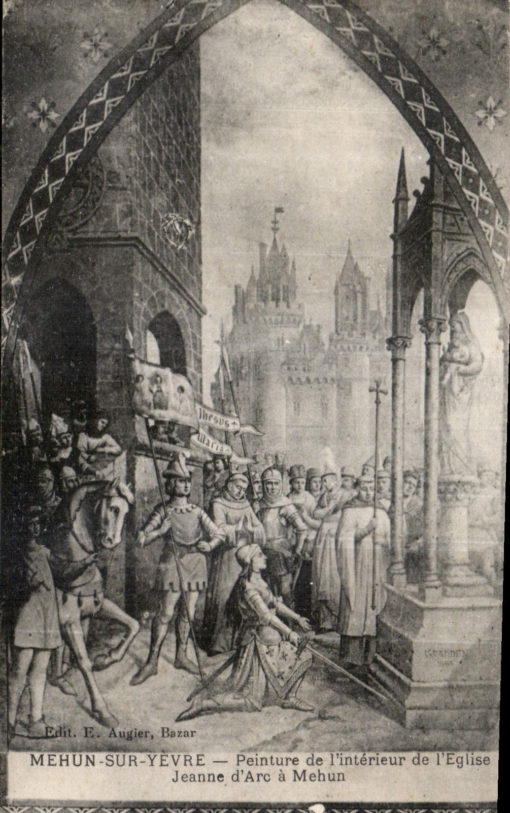 Mehun-sur-Yèvre — Peinture de l'intérieur de l'Église, Jeanne d'Arc à Mehun