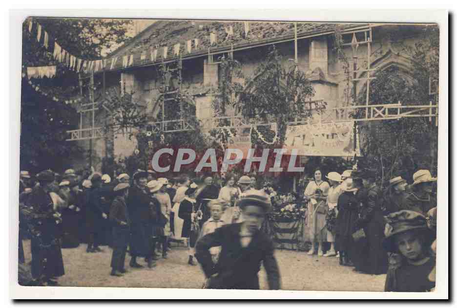 carte photo fete foule fleurs animation TOP CPA
