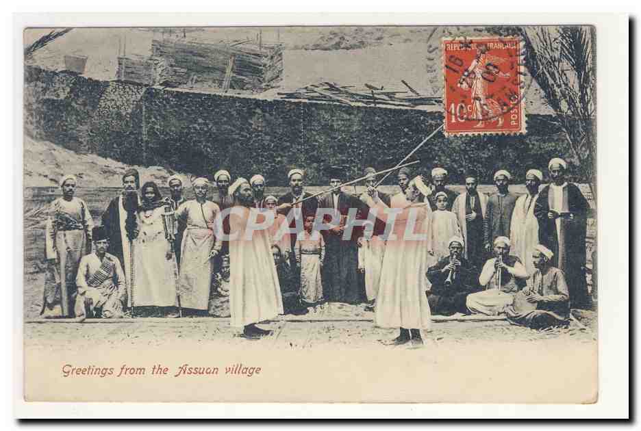 greetings from the assuan village egypte egyptia TOP CPA