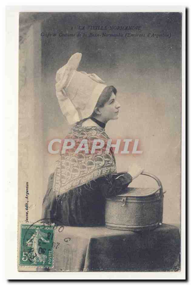 normandie coiffe costume environs ArGENTAn TOP CPA