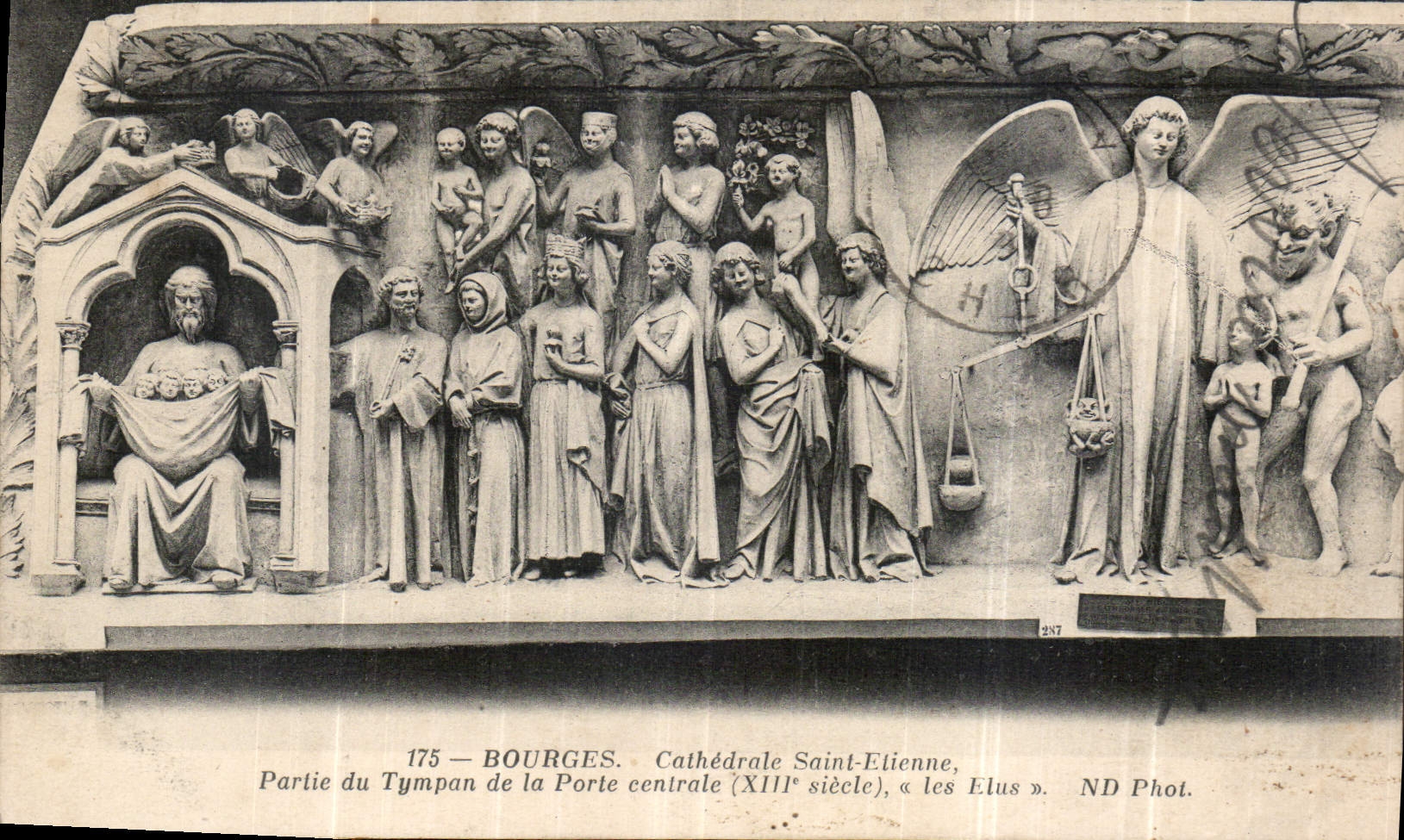 CPA Bourges Cathedrale Saint Etienne Partie du Tympan de la Porte centrale les Elus 