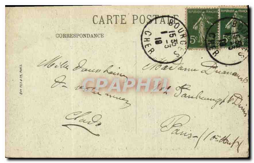CPA Bourges La Cathedrale Haut de la Porte Centrale  — Rückseite