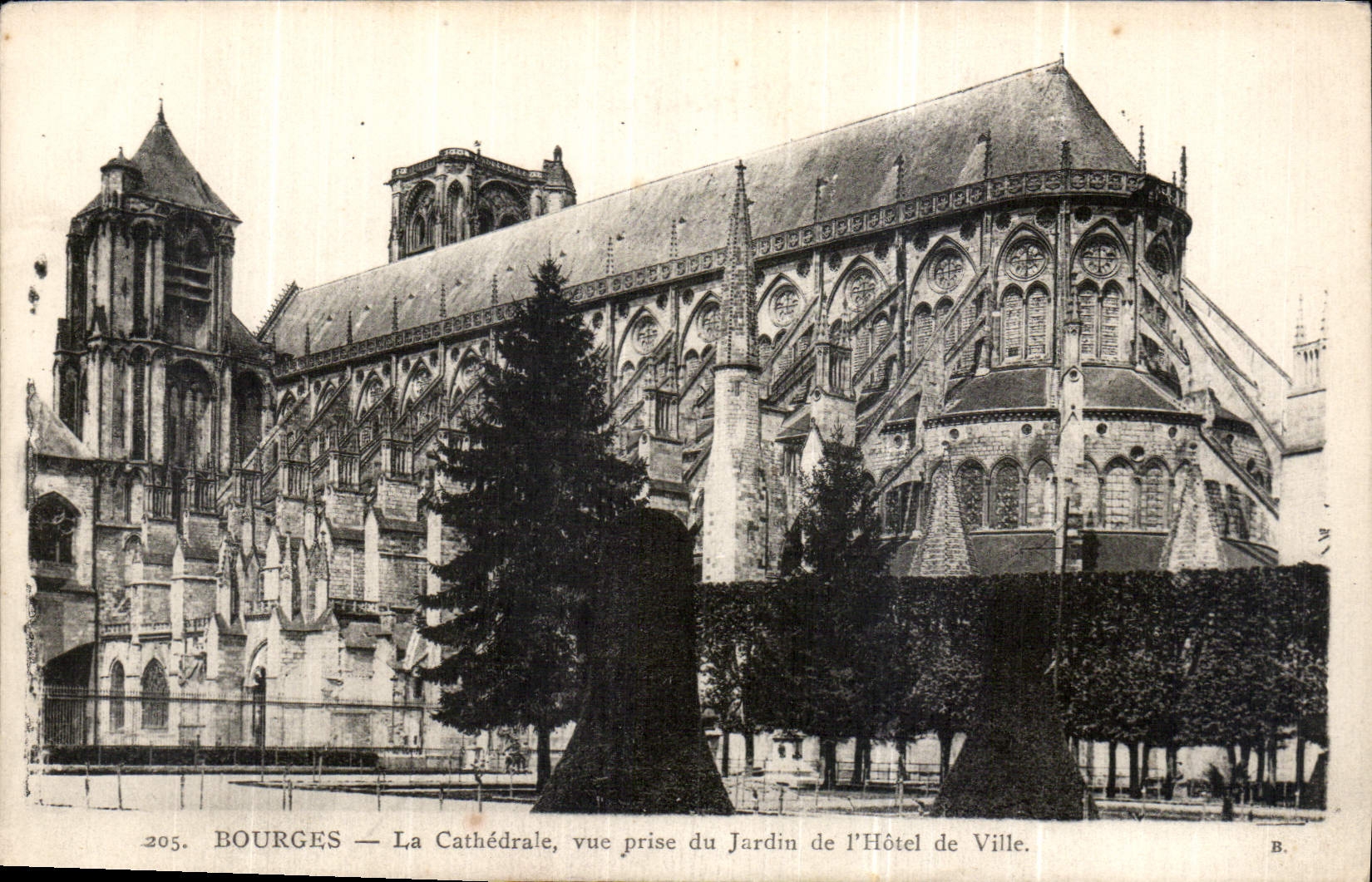 CPA Bourges La Cathedrale vue prise du Jardin de l'Hotel de Ville 