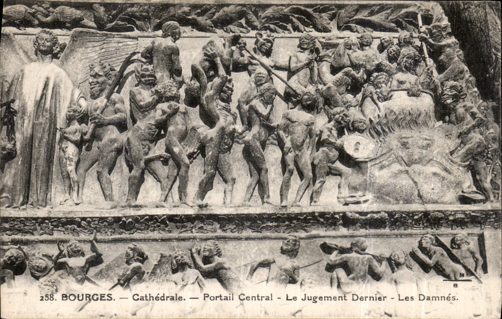CPA Bourges Cathedrale Portail Central Le Jugement Dernier Les Damnes Diable