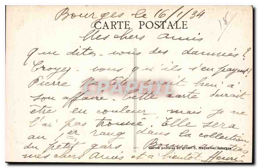 CPA Bourges Cathedrale Portail Central Le Jugement Dernier Les Damnes Diable — Rückseite