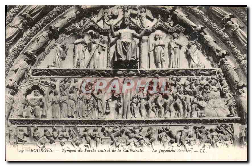 CPA Bourges Tympan du Porche central de la Cathedrale Le Jugement dernier Diable