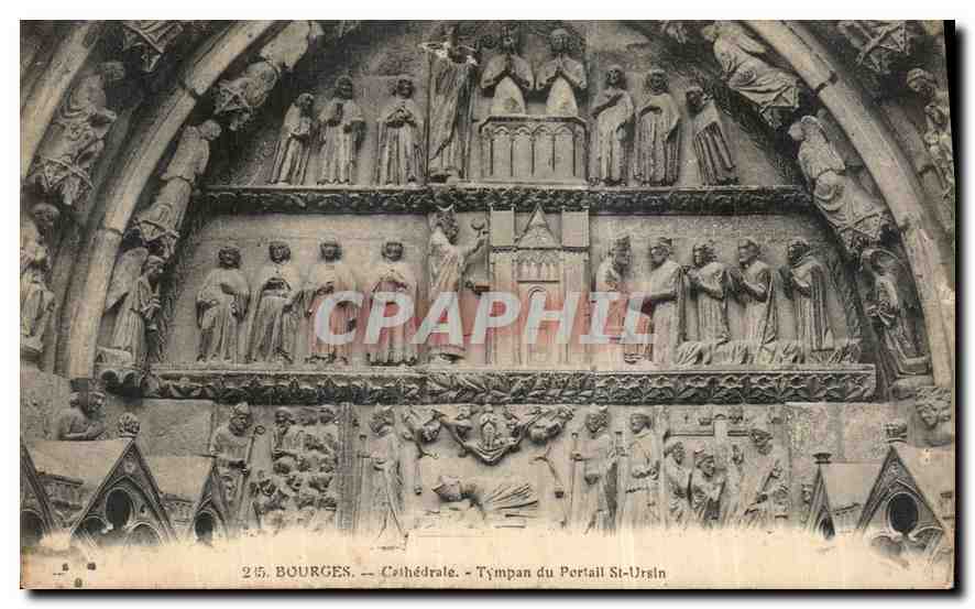 CPA Bourges Cathedrale Tympan du Portail St Ursin 