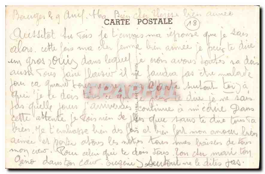 CPA Bourges Vue centrale prise du Palais Jacques Coeur  — Rückseite