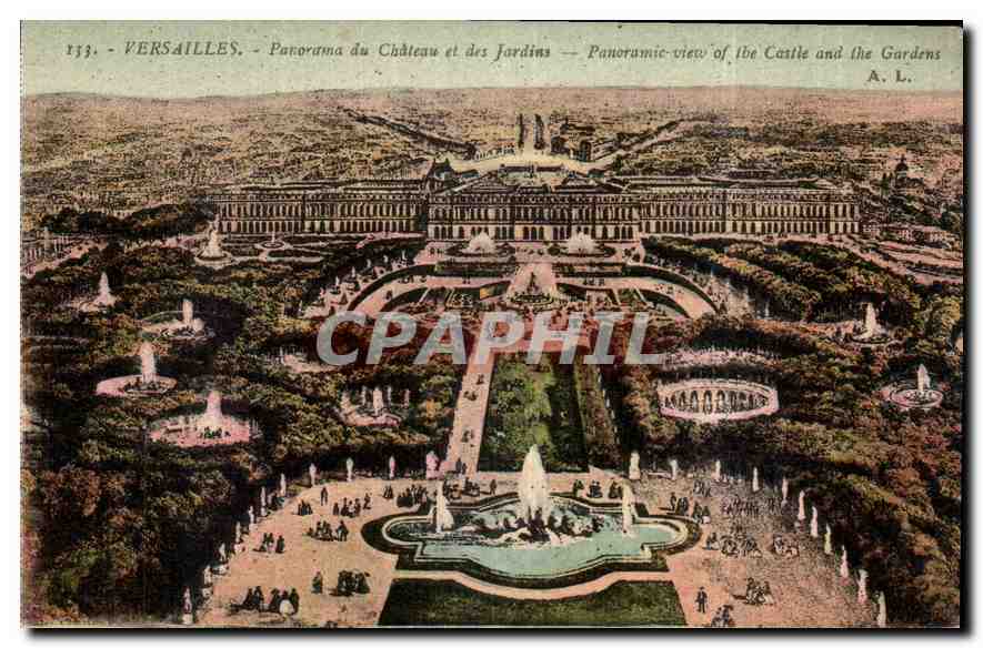 CPA Versailles Panorama du Chateau et des Jardins 