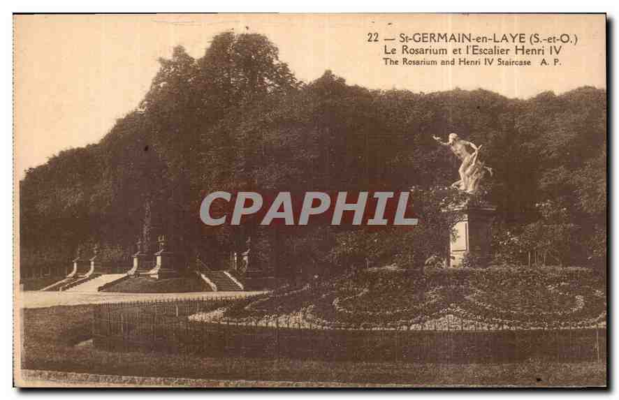 CPA St Germain en Laye S et O Le Rosarium et l'Escalier Henri IV 