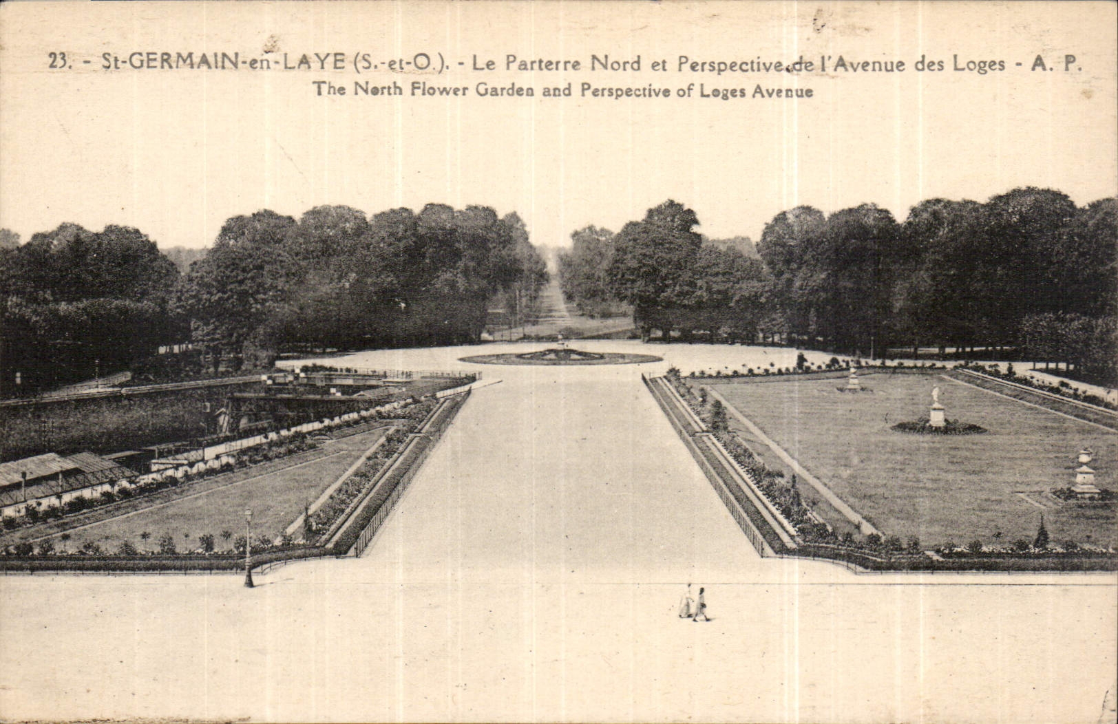CPA St Germain en Laye S et O Le Parterre Nord et Perspective de l'Avenue des Loges 