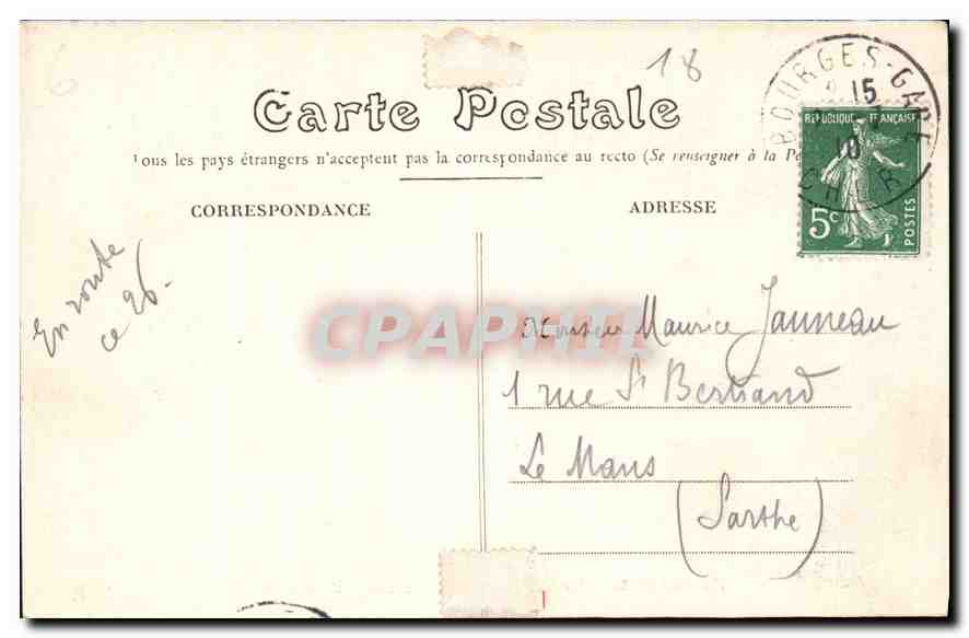 CPA Bourges Cathedrale Tympan du Portail de la Saint Vierge  — Rückseite