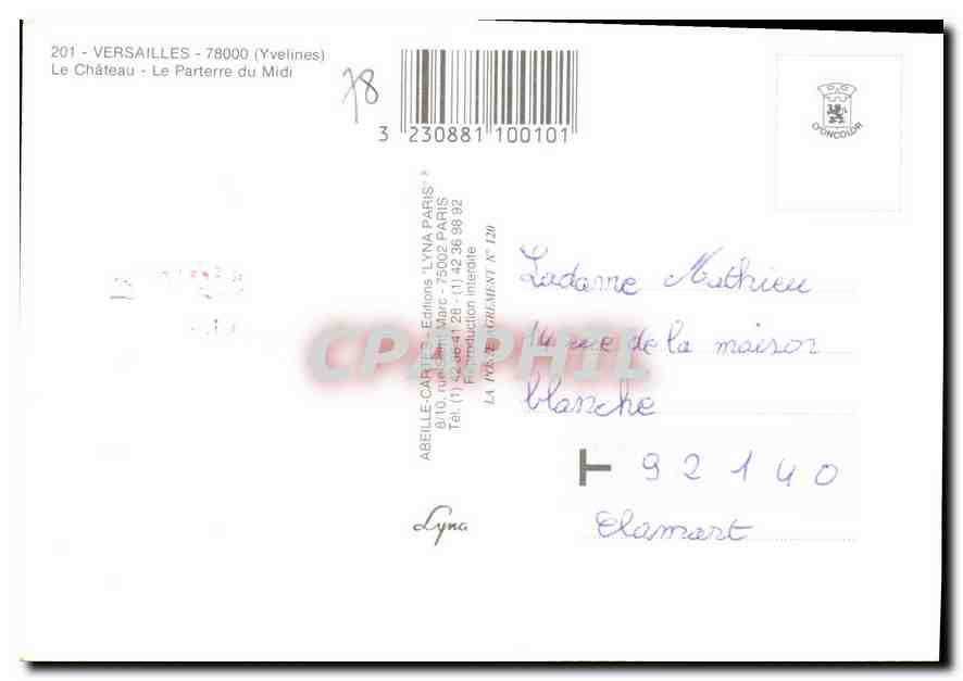 CPM Le Chateau Versailles  — Verso