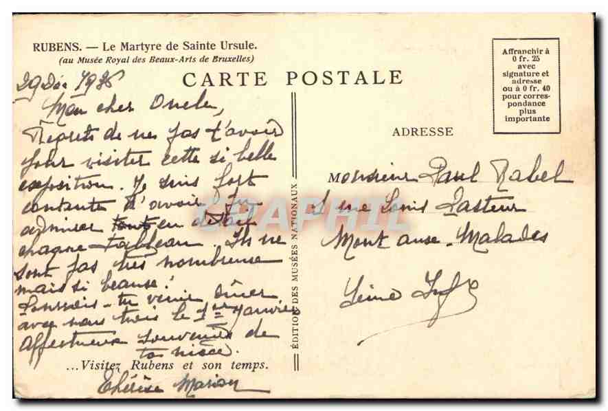 CPM Rubens Le Martyre de Sainte Ursule  — Rückseite