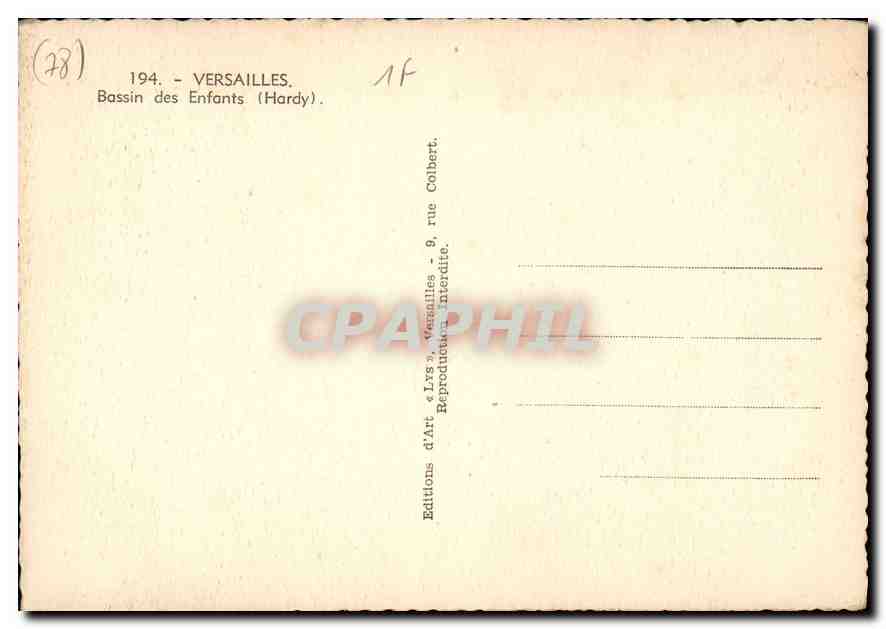 CPM Versailles Bassin des Enfants Hardy  — Verso
