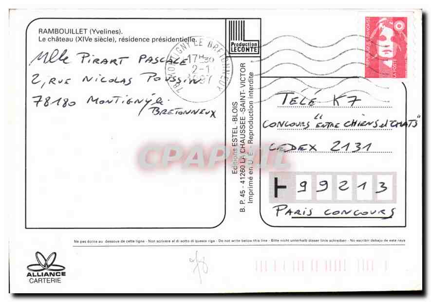 CPM Rambouillet Yvelines Le Chateau residence presidentielle  — Back