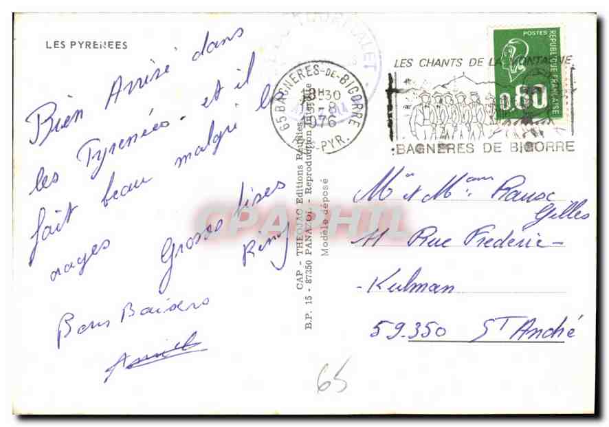 Die Pyrenäen — Touristischer Panoramablick — Éditions ThéorAAC, n° 65 — Rückseite