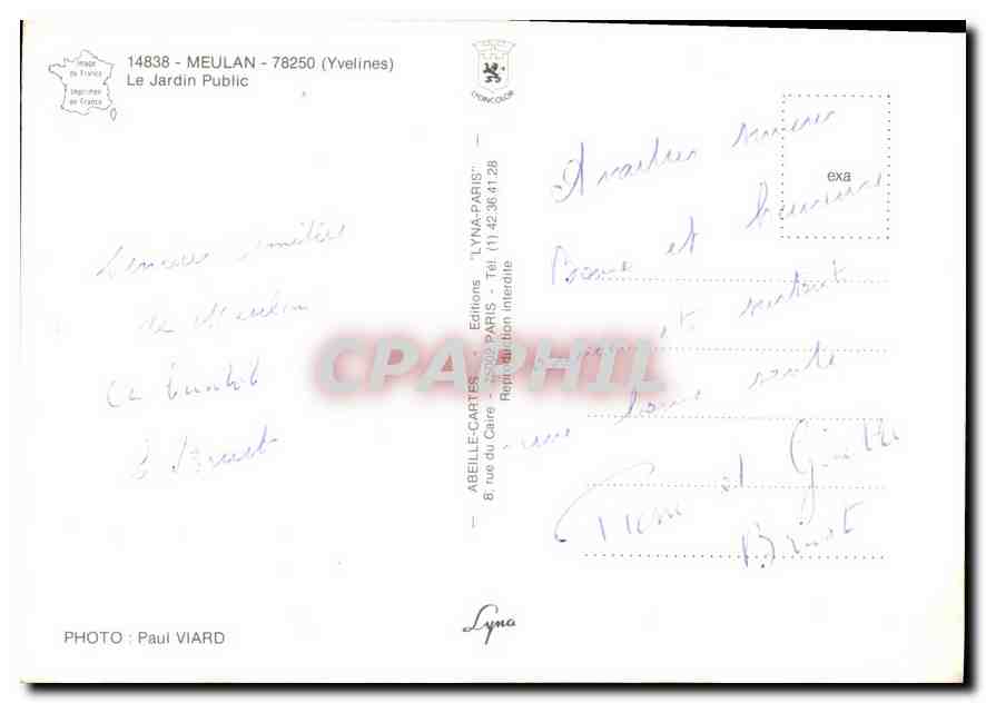 CPM Meulan Yvelines Le Jardin Public  — Back
