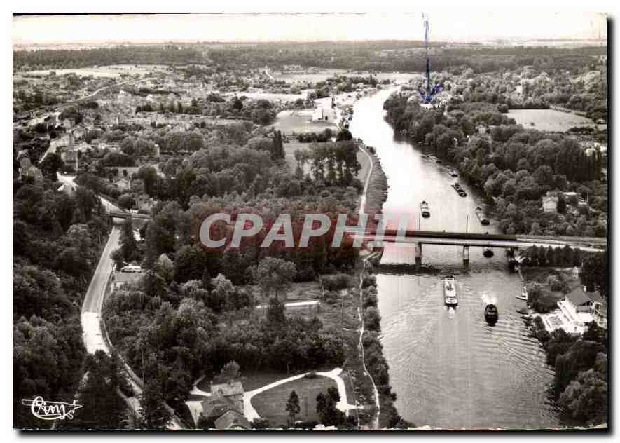 CPM Meriel Seine et Oise L'Oise vue d'Avion 