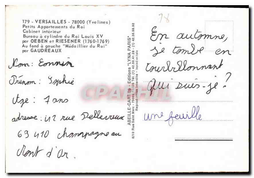 CPM Le Bureau a Cylindre du Roi Louis XV  — Verso