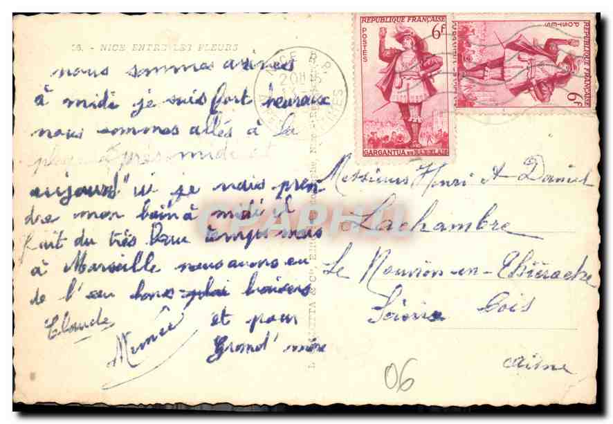 CPM Nice Entre Fleurs  — Rückseite