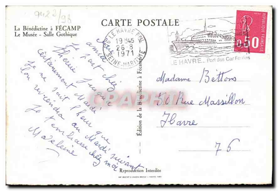 CPM La Benedictine a Fecamp Le Musee Salle Gothique  — Rückseite