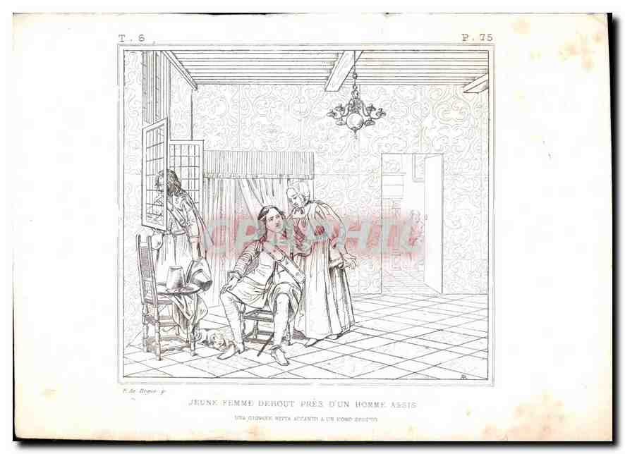 CPM Jeune Femme de hout pres d'un Homme Assie 
