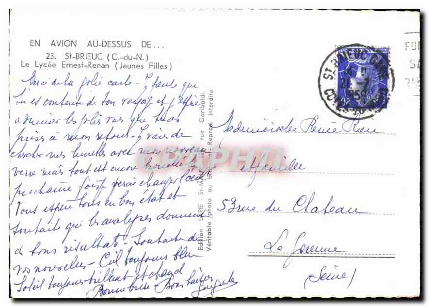 St-Brieuc (C.-du-N.) — Le Lycée Ernest-Renan (Jeunes Filles) — Édition LARIE — Verso