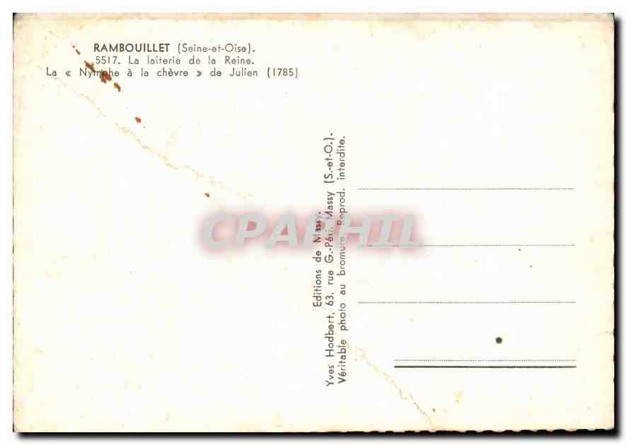CPM Rambouillet Seine et Oise La laiterie de la Reine La Nymphe a la chevre de Julien  — Back